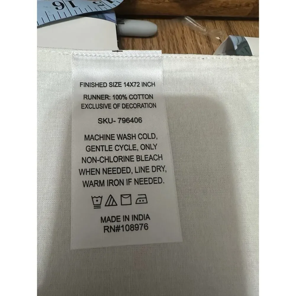 Garcelle At Home Table Runner Leaves Coral Green Pink All Seasons 72”x14” NIB